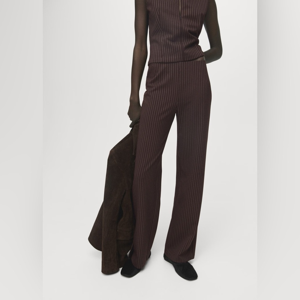 Mango Brown Striped pants